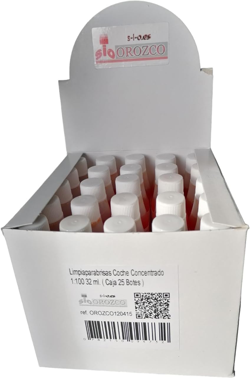 SIO 25x Limpia Parabrisas Concentrado 1:100 32 ml – Líquido Limpiaparabrisas Coche Alta Concentración – Elimina Insectos, Grasa y Suciedad – Limpieza Cristales Automoción Profesional