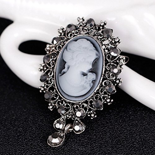 Image of Sweater Shawl Clips Lady Vintage Cameo Victorian Style Wedding Party Women Pendant Brooch Pin Jewelry Pins for Cardigan Blouse