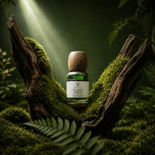 Image of ROZELLA Khus Authentic Attar for Men and Women | Cool Earthy Freshness Perfume Oil | Traditional Fragrance Blend | Non Alcoholic Long Lasting Aroma Attar Roll On | 3 ml