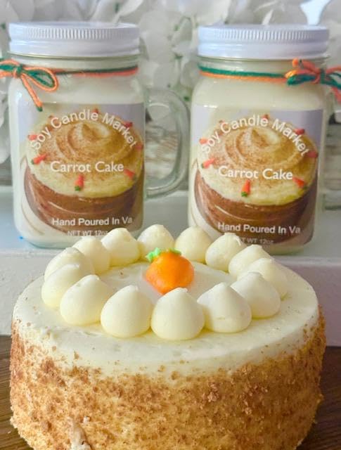 Soy Scented Candles | Handmade & Highly Aromatic Candles Burns Upto 85 Hours in Glass Jar - Perfect for Home Decor, Wedding, Birthday, Dinner (Carrot Cake, 16 oz)