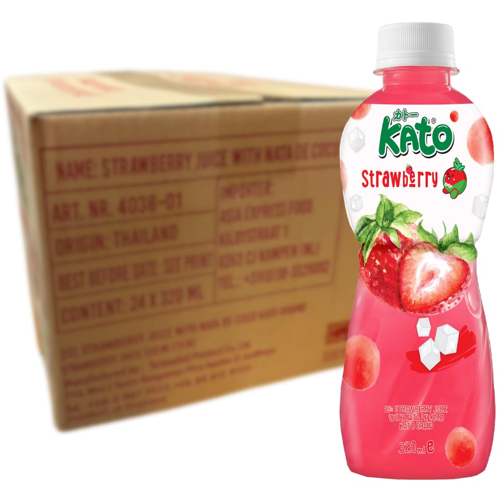 KATO - Zumo de Fresa con Nata de Coco - 24 X 320 ML - Multipack