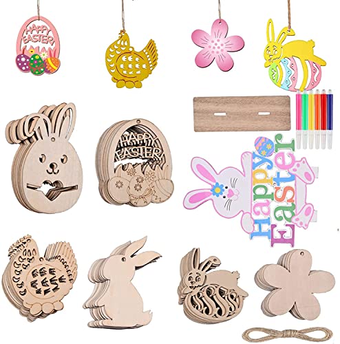 TUOCO Colgante de madera para decoración de Pascua Cover