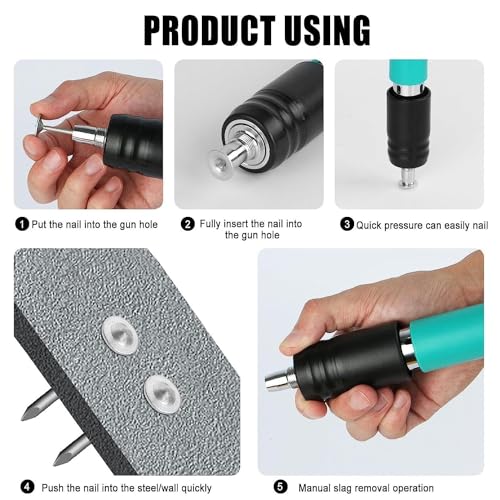 Vinskep Manual Steel Nail Gun Tool, Concrete Nail Gun, Portable Mini Nail Shooting Machine Nails, Nail Wall Fixing Tool for Cement Walls, Household Wood working (25 Nails) - Image 4