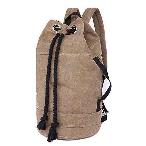 Preisvergleich Produktbild Minetom Unisex Einfarbig Zylindrisch Daypacks Backpack Rucksack Freizeitrucksack Schulrucksack Schulranzen Schultasche Khaki Groß