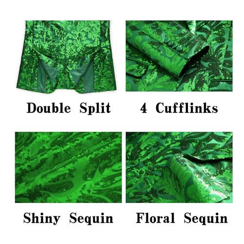Men's Sequin Suit Set – Slim Fit Wedding Suit 2 Piece, One Button Floral Tuxedo Blazer & Pants for Party, Prom, Disco4