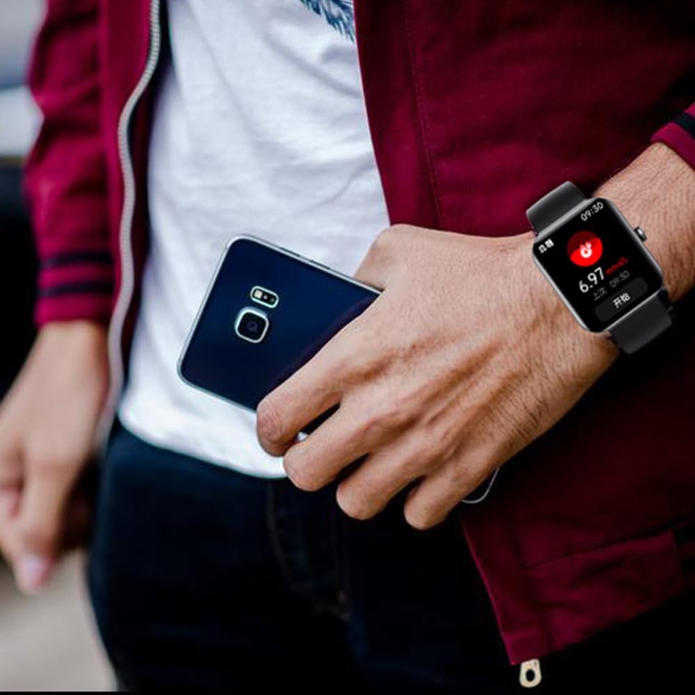 Smartwatch screen showing a sleep quality monitoring graph and data, with a person sleeping in the background.