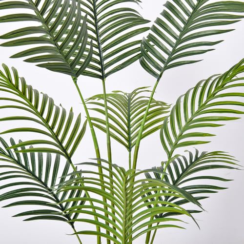 Artificial Golden Cane Palm Tree 7Feet Faux Plant for Home Decor Indoor Outdoor Faux Areca Palm Tree in Pot for Home Office Perfect Housewarming Gift with Adjustable Trunk