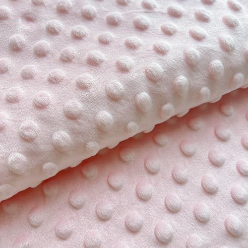 1Yardx62.6 Minky Dot Fabric by The Yard DIY Making Supplies Quilting Patchwork Cushions Plush Fleece Fabric Minky Fabric for Blanket Pillow Covers Clothing Making Scarf Sewing(Light Pink 1 Yard)