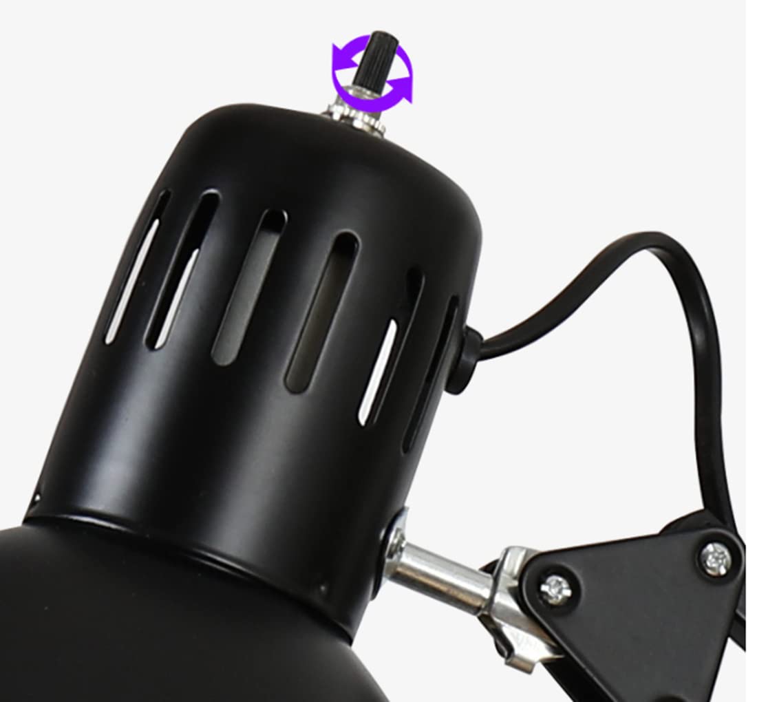 Lámpara de Escritorio Lampara de Arquitecto Retro Clip de luz lámpara de Trabajo Ampliar Brazo articulado Ajustable sujetable Lámpara de Mesa Oficina Lampara de Lectura Metal E27,Plata