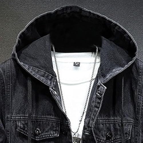 Chaqueta de mezclilla para hombre con capucha desmontable miniatura 3