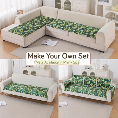 Image of HOKIPO 'Nature Muse' Premium HD Printed Holland Velvet Sofa Cover Mat for 1 /2 /3 Seater & L-Shape Sofa. Make Your Own Sofa Cover Set, Mat 70(D) x 60(L) cm, Emerald Garden (IN-913-D4)