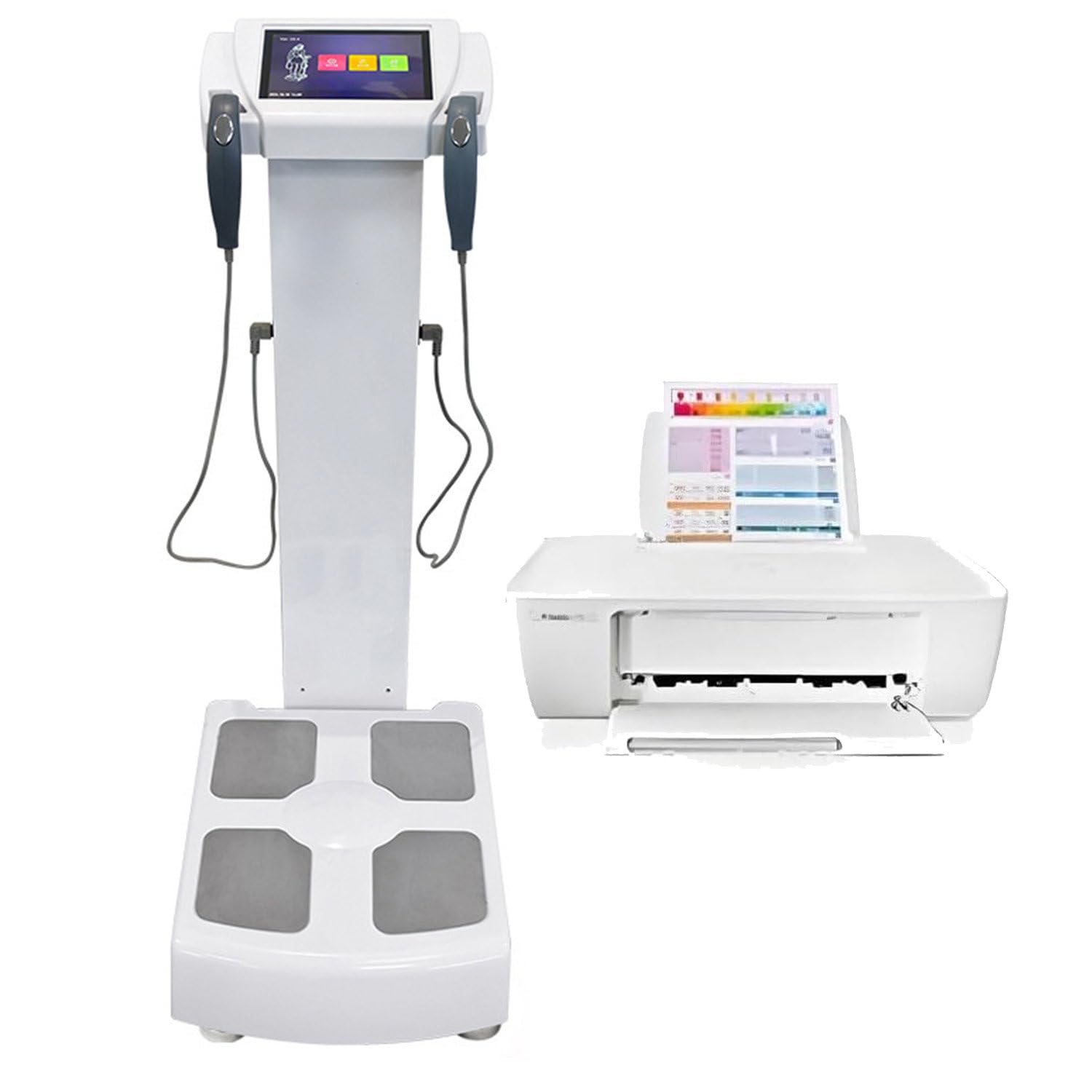 Analizzatore di grasso corporeo, bilancia per grasso corporeo completo, bilancia per analisi della composizione corporea con display LCD e stampante, per massa muscolare, grasso, per palestra White