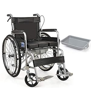 Wheelchair commode STBD – opklapbare toilet/mobiele toiletbril gewatteerde wc-bril rolstoel met 4 remmen, mobiele…