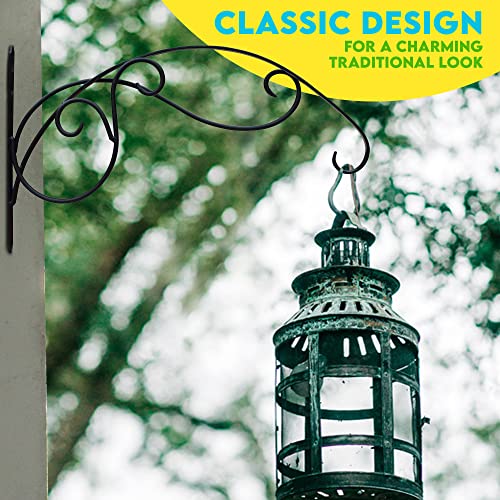 Gray Bunny Outdoor Plant Hanger Hook, 23” Large Heavy Duty Iron Wall Hooks For Bird Feeders, Lanterns, Wind Chimes, Plants, Patio Decor - Black #TOP3