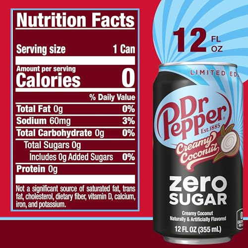 Image of Dr Pepper Zero Sugar Creamy Coconut Soda, 12 fl oz cans, 12 Pack