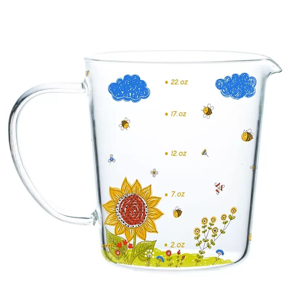 Taza medidora de Vidrio de borosilicato Alto con Escala de Alta Capacidad Resistente a Altas temperaturas Taza for Hornear en el hogar Taza de Desayuno de Leche