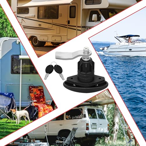Image of 2PCS RV Camper Shell Locks, Rv T Handle Lock for Storage Door, Pickup Truck & Boat, Right Keyed Alike Black Zinc Alloy Lock Body