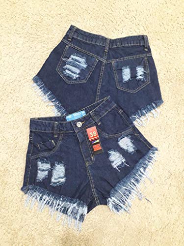 Kit 3 Short Bermuda Jeans Feminino Cintura Alta Hot Pants Estilo Anitta (42)