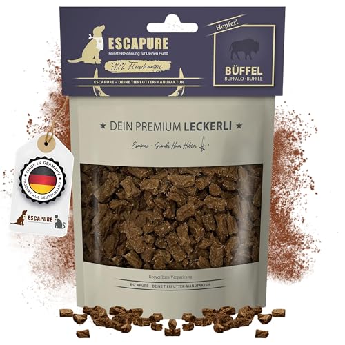 ESCAPURE Hupferl - Hunde Leckerli aus Büffelfleisch in Premium Qualiät - 98% Muskelfleisch - Protein Trainingssnacks ohne künstliche Zusatzstoffe & Getreide (150g)
