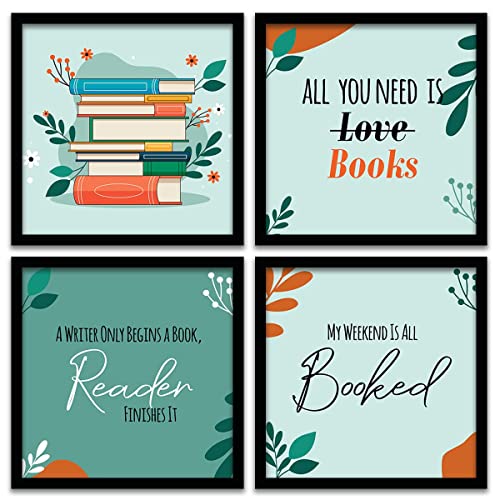 Image of kotart Wood - Quotes Frames For Wall Decor For Bokks Lovers - Frames For Library Wall Decoration - Wall Frames For Home And Living Room (Art 5, 13x13 inch)
