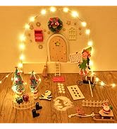 Porta Elfo Di Natale 13 Pezzi – Set Accessori In Legno Con Porticina, Albero E Regali Per Decorazioni Fai Da Te - 3
