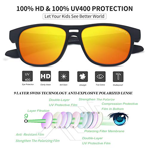 Kids Sunglasses TPEE Unbreakable Frame Polarized Sports Glasses with Adjustable Strap For Boys Girls Age 5-123