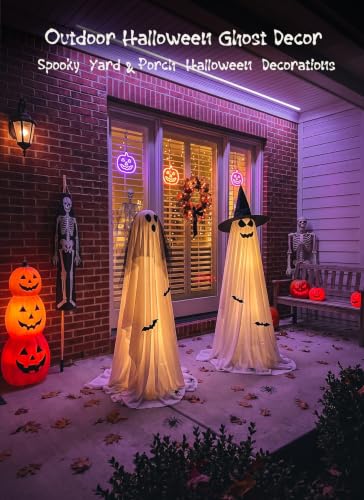 2 Pack 5 FT Halloween Light Up Ghost Outdoor Decoration  - image 8