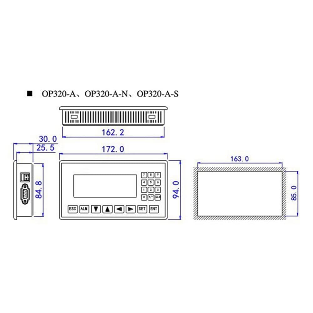 PURPLLE OP320-A MD204L - Visualizzatore di testo, compatibile con .0 MD204L Support 232 485 Comunicazione (OP320-A Blu)