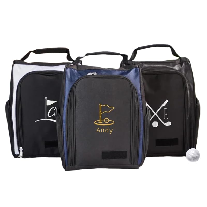 Custom Golf Shoe Bag with Embroidered Name - Personalized Golf Bag with Multiple Design Templates and Thread Colors - for Golfers and Sports Enthusiasts