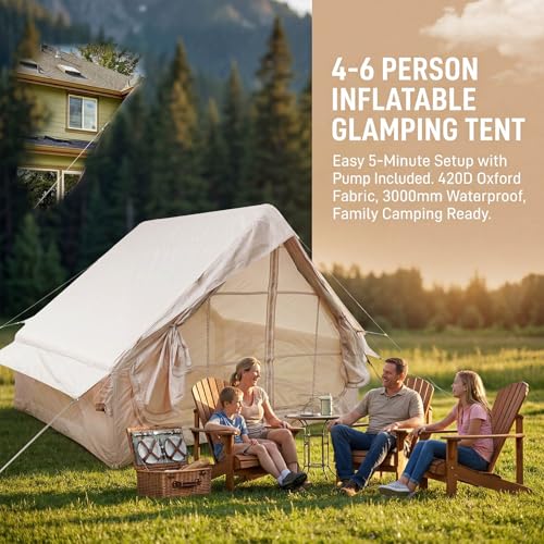 Carpa inflable para 4-6 personas, 4 estaciones, khaki miniatura 2