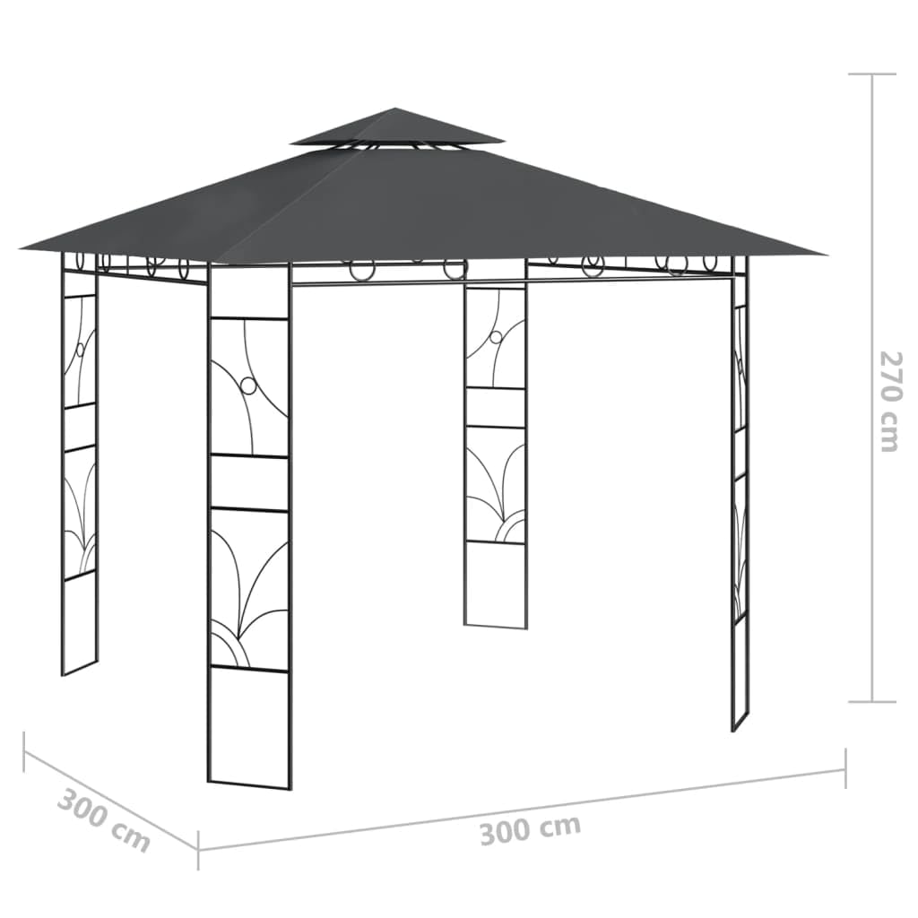 Pawilon 3 x 2,7 m, antracytowa rama stalowa, 160 g/m² poliester z powłoką PA, namiot ogrodowy do użytku na zewnątrz, na kemping, imprezę, taras, z ochroną przed deszczem i słońcem