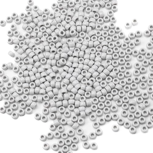 Image of Gxueshan 1000 Pcs Acrylic Pony Beads 6x9mm Gray Bulk Plastic Beads for Bracelets Making Kandi Beads