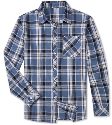 Image of Betusline Boy and Men Button Down Plaid Shirt