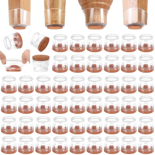 Image of CHUNZEXI 48 Pack Chair Leg Floor Protectors for Hardwood Floors, Silicone Felt Covers Pads Caps, Protect Wood Furniture Feet Floors Noise Reduce and Scratch (Universal Small)
