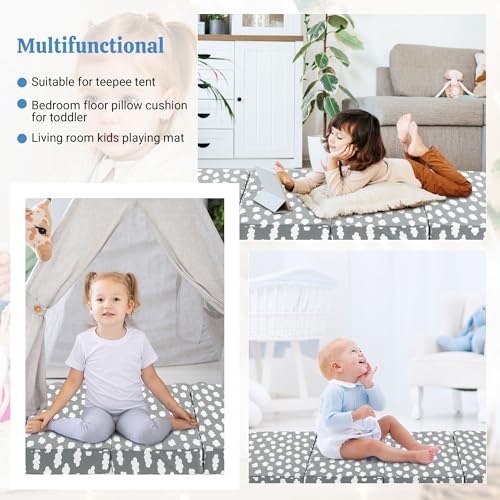 Image of HOMBYS Foam Cushion for Climbing Arch, Thick & Fluffy Rocker Pillow for Toddlers, Arch Climbing Lounger Seat, Nap Mat, Bed Floor Pillow for Kids, Gray