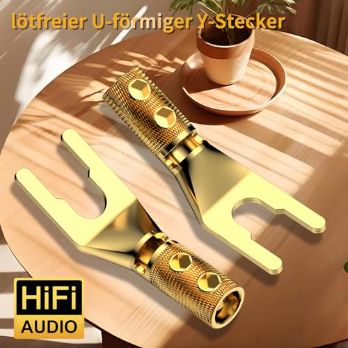 6. Bild von Tertullus 8 Stück Reines Kupfer Vergoldete Schrauben Lautsprecher Kabelschuh Gabel Klemmen Gabelschuhe U Stecker Für HiFi Anlage Verstärker/Lautsprecher, Lautsprecherkabel Bis 4,5mm