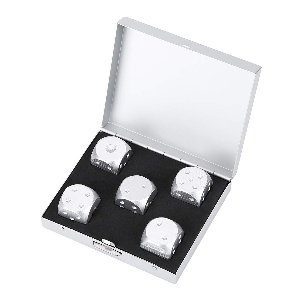 Jeu de Table en Alliage d'aluminium, 5 Pièces, Jeu de Poker, Jeu de Dés avec Boîte de Rangement (Carré)