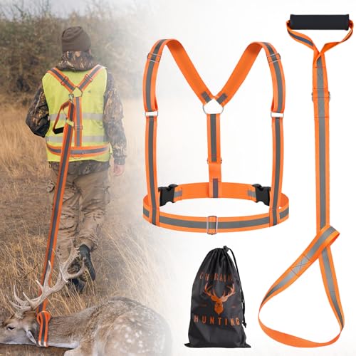CHERAINTI Deer Drag Harness Heavy Duty Adjustable Deer Drag Strap Dragging Rope Hunting Essentials Sled Gear Accessories Gift