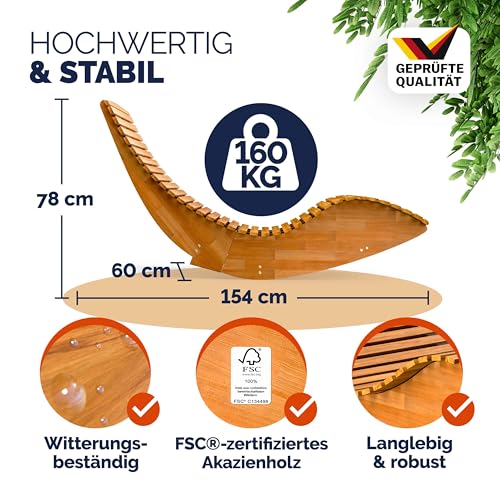 Casaria® Sonnenliege Klappbar Wetterfest Holz 160kg Belastbarkeit Pflegeleicht FSC®-Zertifiziert Akazie Garten Balkon Sauna Liege Holzliege Relaxliege 195x60cm