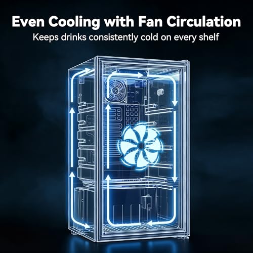 Image of Manastin Beverage Refrigerator Cooler-Mini Fridge Freestanding Cooler with Glass Door, Adjustable Shelves & Digital Temperature Display for Soda, Wine or Beer (Silver, 3.2 Cu.Ft)
