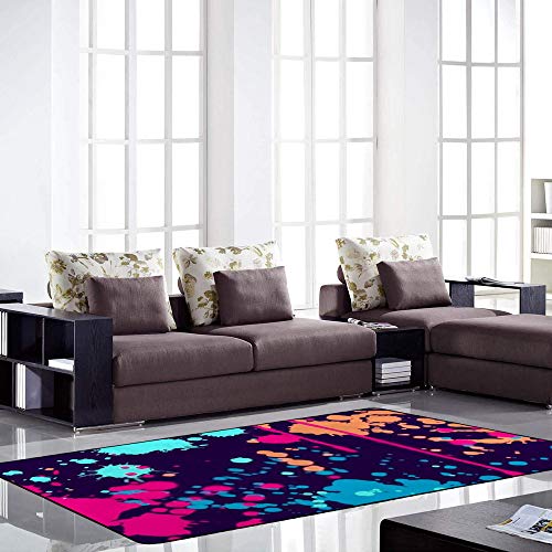 Tapis de grande taille multicolore shaggy microfibre pour chambre