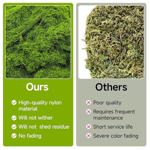image for Aspamms Fake Green Moss for Potted Plants Indoor, 7oz Artificial Moss 