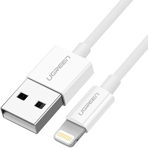 Ugreen, MFi Lisanslı USB-A & Lightning Şarj ve Data Kablosu, 2 Metre, Beyaz
