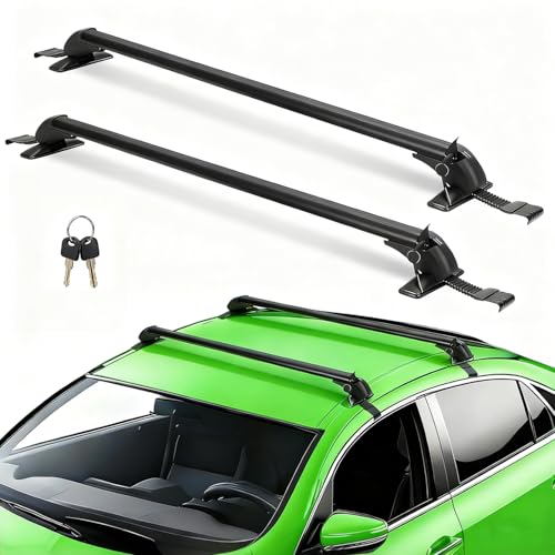 43" Universal Roof Rack Cross Bars, Upgraded Aluminum Lockable Crossbars with Extendable Window Frame & Dual Security Keys. 165lbs Max Load for Bare Roof Cars/Trucks/SUV