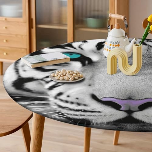 Nappe ronde élastique imperméable anti-vent pour table extérieure - 7