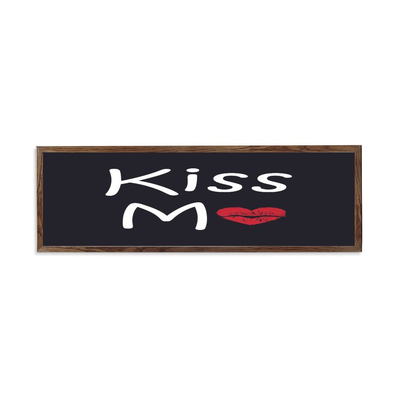 Panneau en bois avec inscription Kiss Me fond noir cadre moderne