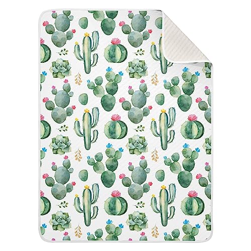 Image of Swaddle Blanket for Watercolor Cactus Baby Receiving Blanket Muslin Baby Swaddles Soft Cotton Breathable Nursery Blankets for Unisex Boys and Girls 30x40 Inch