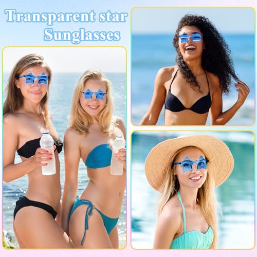 NACHLYNN 12 Pcs Rimless Star Shaped Sunglasses Light Blue Transparent Sunglasses Pentagram Glasses for Party Favor Cosplay4