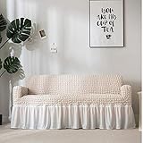 Funda elástica para sofá de una pieza, resistente, con volantes rústicos, para sofá