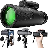 Qisebin Monocular Telescope,12X50 High Powered Monoculars for Adults and Kids,Monocular Telescope for Smartphone with Phone Adapter Tripod for Bird Watching Traveling Concert Sports Game